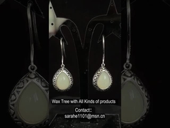 Orelhas de pedra preciosa de prata esterlina 925 esculpidas 5,63 g Jade branco em forma de pera