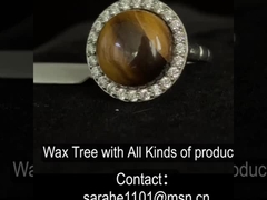 Casamento 925 Anéis de pedra preciosa de prata Forma redonda Anéis de noivado de olhos de tigre