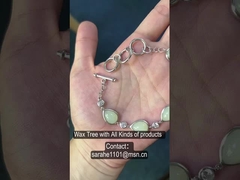 Pedras de Cura 925 Pulseira de Prata Esterlina 8x12mm Pulseira de Jade Branca Pereira