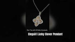 Elegante pingente de trevo de quatro folhas em prata esterlina 925