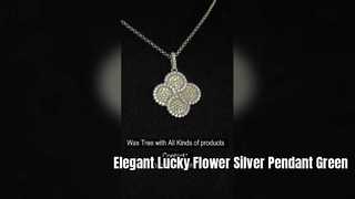 Impressionante pingente de flor da sorte em prata 925 com CZ verde maçã