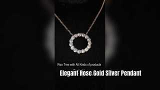 Elegante 925 prata esterlina rosa ouro CZ pingente círculo aberto