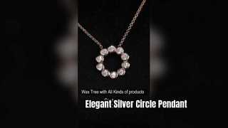 Elegante pingente de círculo solitário em prata esterlina 925 RG