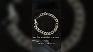 Pulseira masculina luxuosa de prata CZ com elo cubano