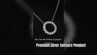 Elegante Solitaire de Prata Esterlina 925 Aberto 0 Círculo Pingente Chapeamento de Ródio
