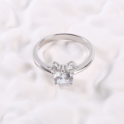 A borboleta deu forma ao casamento original Ring Set dos aneis de noivado 2.30g 925 Sterling Silver CZ