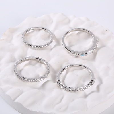 acoplamento Ring Unisex Silver Wedding Rings de 1.30g 925 CZ para pares
