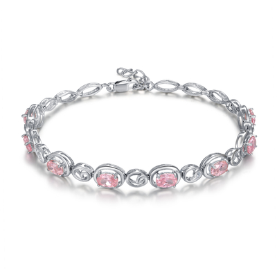 Bracelete de prata da CZ do rosa 925 do bracelete da amizade do encanto para mulheres