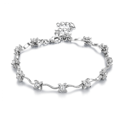 Bracelete de prata de Tiffany Couple Bracelets Flower 925 CZ para mulheres