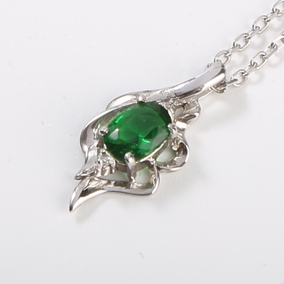 Colar luxuosa de prata do pendente do girassol 925 do verde da joia da CZ de pedra preciosa da colar