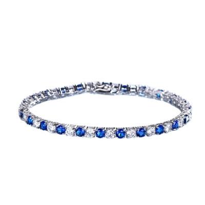 Joia fina de prata criada luxuosa de Sapphire Bracelet Women Romantic Wedding 925 Nano do azul