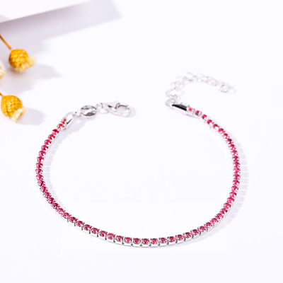 Diamond Bracelet na moda novo 925 zircões de prata do rosa ajustáveis para mulheres