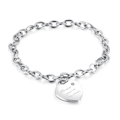 Alto de Sterling Silver Chain Bracelet Extraordinary do encanto 925 do coração lustrado