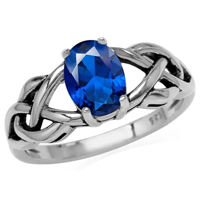 925 Sterling Silver Diamond Engagement Rings, anel de noivado azul do zircão 3.0g