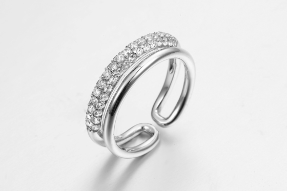 Custom 925 Sterling Silver Classic Big Ring Chunky Jewellery Stones empilhados em Zirconia cúbica Feminino Anel e Homem Anel 925