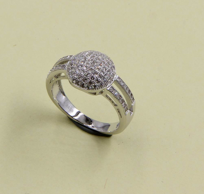 Pavimentação AAA Circônio cúbico Forma redonda Anéis de bola redonda em 925 Sterling Silver Cool Anéis de prata anel de bola
