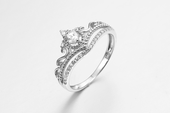 OEM de prata de Sterling Silver Princess Crown Ring dos anéis de 1.87g 925 CZ