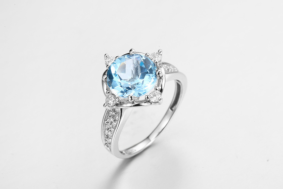 3.8g Sapphire Stone Silver Ring Band azul AAA CZ para mulheres