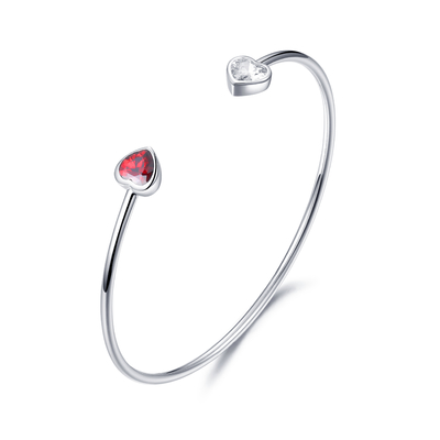 4.30g personalizou o coração vermelho de Sterling Silver Bangle For Ladies 6.0mm