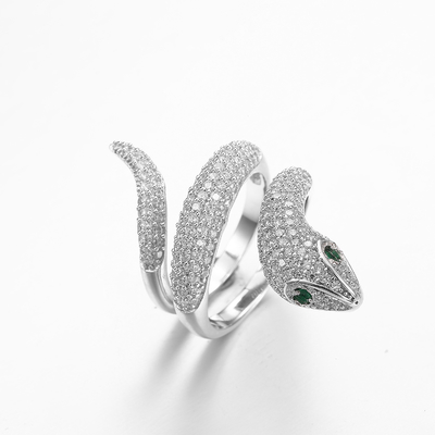 Zirconita de prata Sterling Silver Snake Ring dos anéis da CZ do ornamento 925 animais