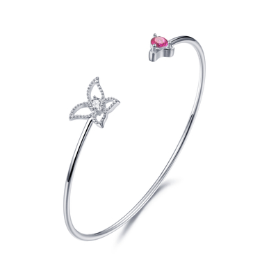 dia de 3.75mm Sterling Silver Butterfly Bangle Red Pandora Valentine