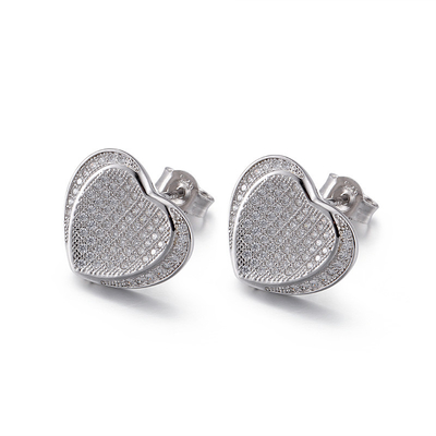 2,6 925 gramas de OEM de prata Tiffany Heart Earrings Silver dos brincos da CZ
