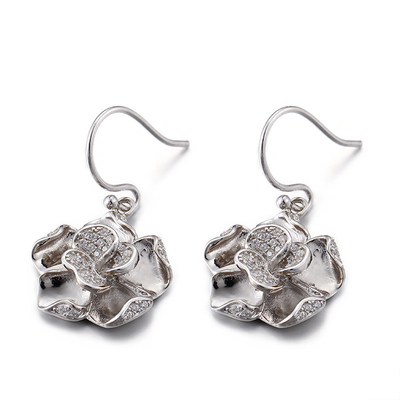Brincos 5.41g Sterling Silver Flower Stud Earrings da flor do zirconita do AAA