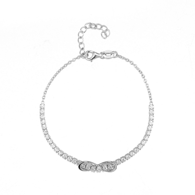 UN de prata Clou Diamond Bracelet do bracelete 9.58g Cartier Juste da CZ do mosaico 925 do Bowknot