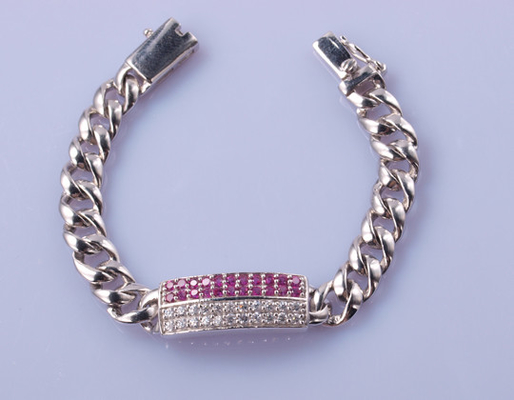 13.5cm 925 zirconita de prata Pinky White do bracelete AAA+Grade da CZ