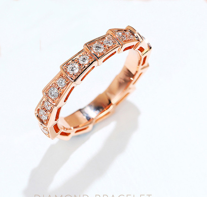 Ouro Diamond Rings 3.5g 18K Rose Gold Wedding Band da víbora 18K de Serpenti