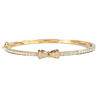 Ouro personalizado Diamond Bangle Bracelets 18K 0.96ct 16.5cm do Bowknot luxuoso