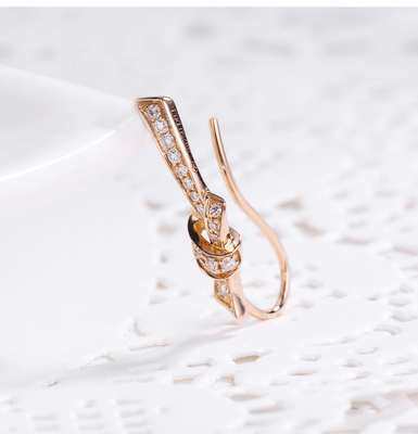 18k dado forma nó Rose Gold Diamond Earrings 0.20ct para remover ervas daninhas do presente de encontro