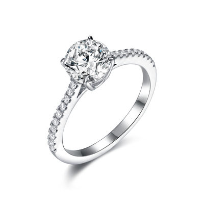 925 o círculo de Sterling Silver Diamond Engagement Rings 6.0mm deu forma ao estilo nobre