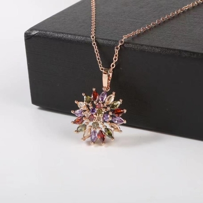 O espelho colorido da CZ do pendente de prata de Marquise Shape Rhodium Plated Sterling lustrou