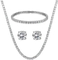 Grupo de prata da joia 925 do pendente dos brincos da colar de Diamond Rhinestone Jewelry Set Tennis