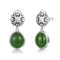 Brincos feitos sob encomenda de pedra preciosa de Sterling Silver Earrings Oval Green do vintage 925