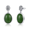 Brincos feitos sob encomenda de pedra preciosa de Sterling Silver Earrings Oval Green do vintage 925