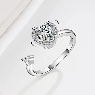 Anéis da Amizade em Prata Esterlina 925 , Anel Clássico Love Silver Zircon