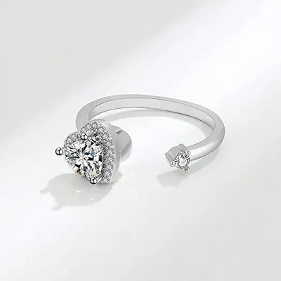 Anéis da Amizade em Prata Esterlina 925 , Anel Clássico Love Silver Zircon