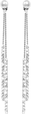 Oscile por muito tempo os brincos de prata da CZ da gota 925, 3.2g gota longa Diamond Earrings