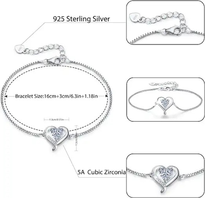 CZ Hypoallergenic 925 Sterling Silver Bracelet para o aniversário de casamento do partido