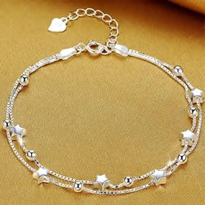 S925 bracelete de prata novo, bracelete da CZ da prata do pendente 925 da estrela das mulheres