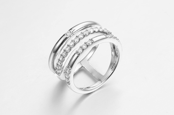 Custom 925 Sterling Silver Classic Big Ring Chunky Jewellery Stones empilhados em Zirconia cúbica Feminino Anel e Homem Anel 925