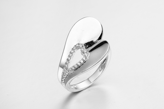 Anel CZ em forma de pera 925 de prata Unisex / Joias femininas 2mm Larga