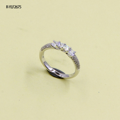 Elegantes anéis de prata de zircônio cúbico transparente Anéis de jóias finas para mulheres