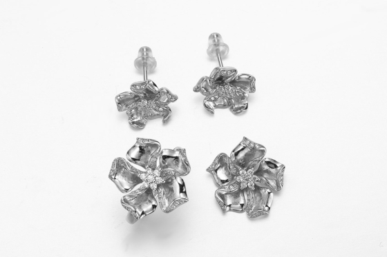 Pendente de coração 925 Prata Sterling Pulsera Personalizada Brincos Anel Colar Mulheres Jewelry Set