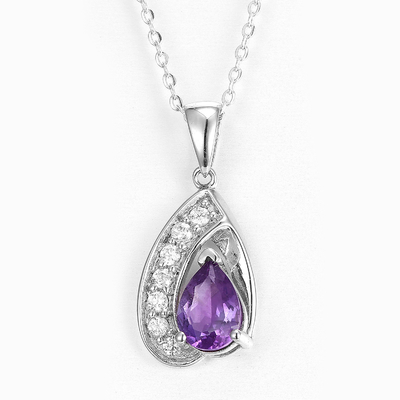 Marquise Gemstone Pendente de lágrimas 925 Prata Sterling Colar de uso diário