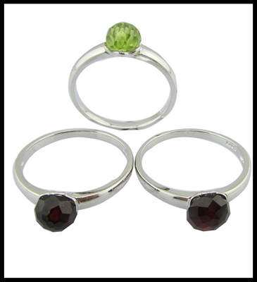 925 Anéis de pedra preciosa prateada Forma oval redonda elegante Turmalina Pedra preciosa colorida