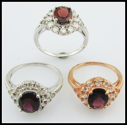 Anéis de pedra preciosa de prata 925 de turmalina colorida para roupas casuais / festas