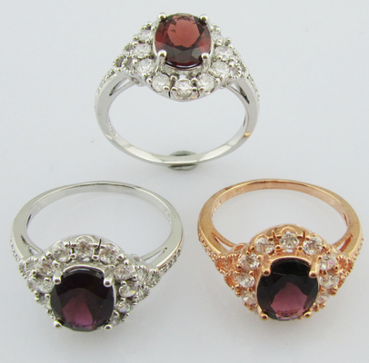 Anéis de pedra preciosa de prata 925 de turmalina colorida para roupas casuais / festas